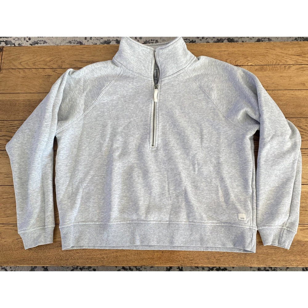 Vuori Women's Collared Half-Zip Pullover Sweater Heather Gray Sz XL Cotton Blend